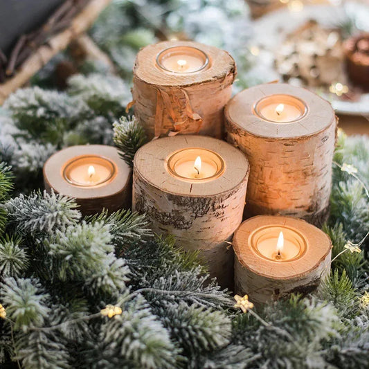 Wooden Candlestick Round Candle Holder