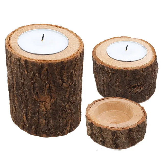 Wooden Candlestick Round Candle Holder