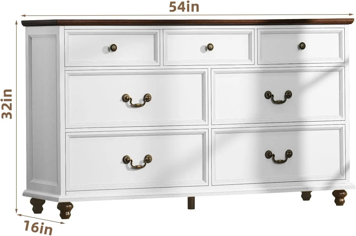 3 Piece Set Nightstand & 7 Drawers Dresser