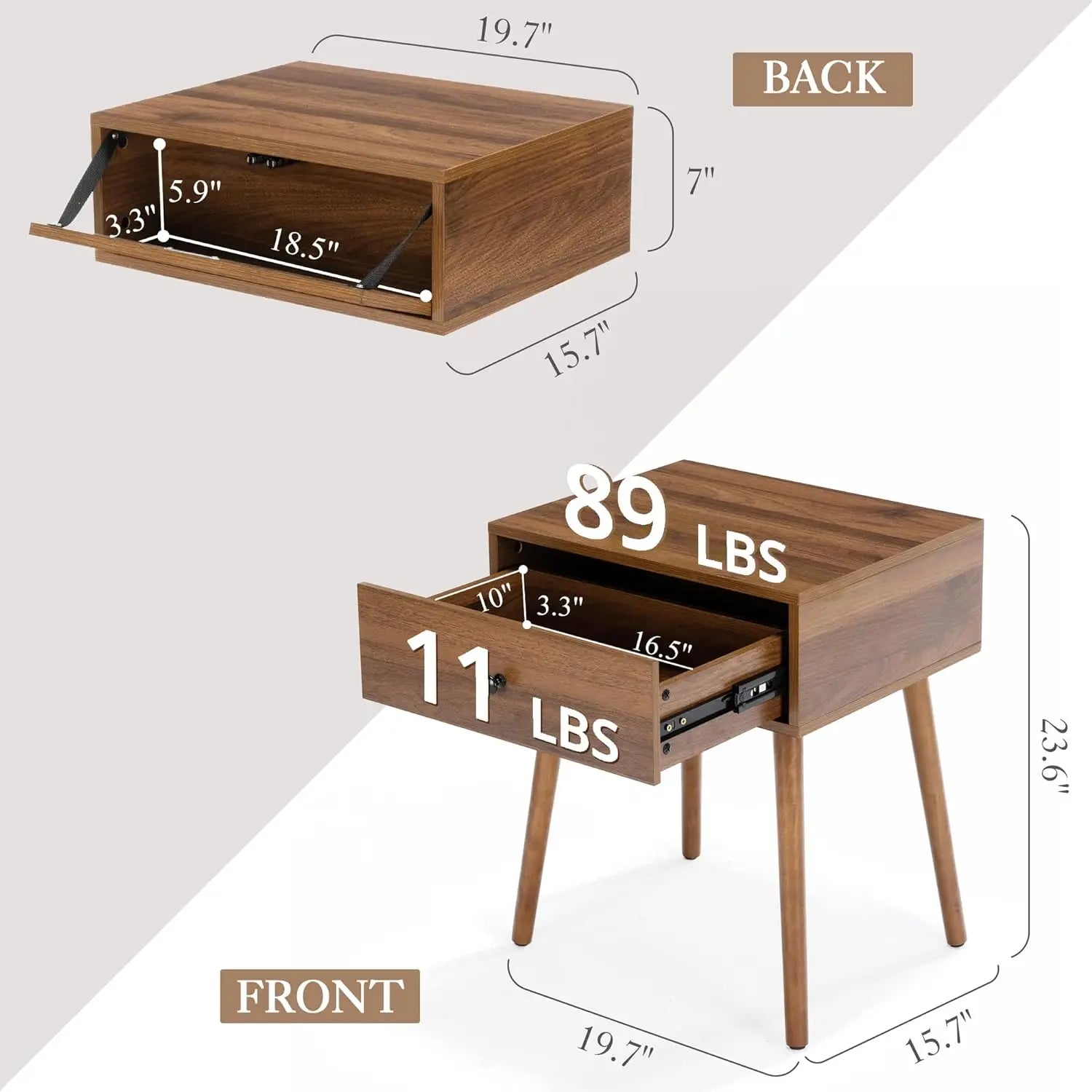 Bed Side Table Set of 2, or 1