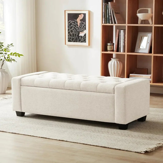 White Ottoman with Storage