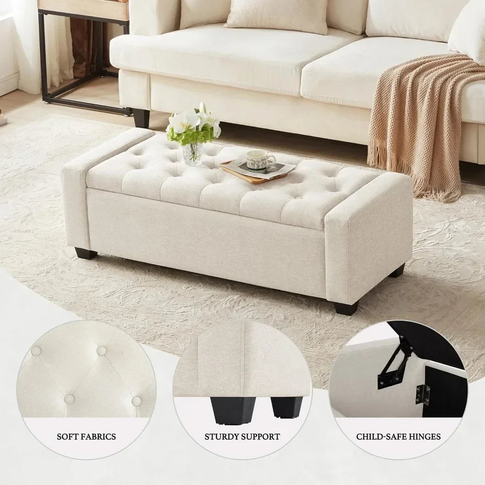 White Ottoman with Storage