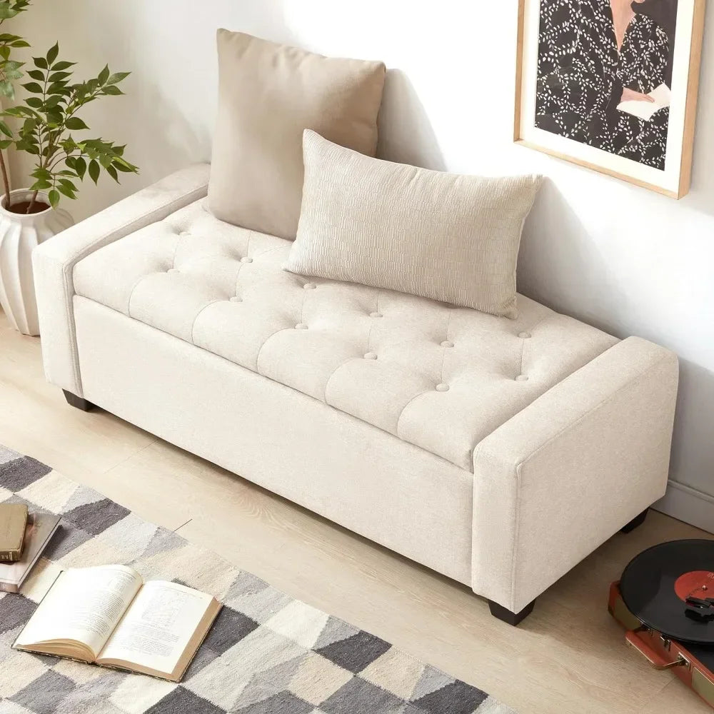 White Ottoman with Storage