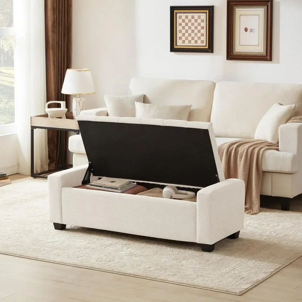 White Ottoman with Storage