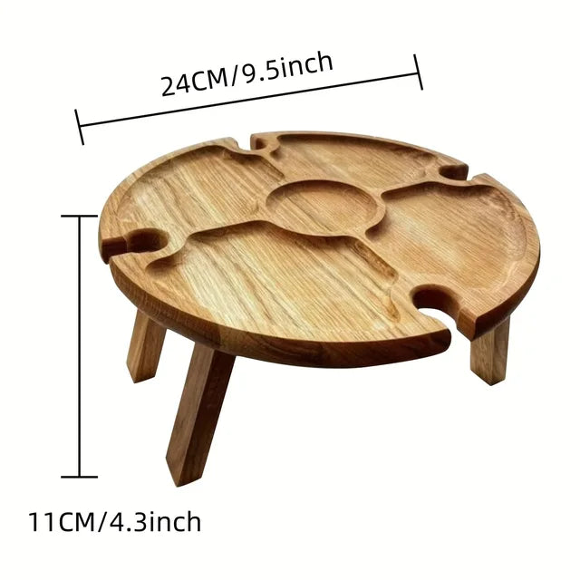 Wooden Folding Picnic Table-With Glass Holder