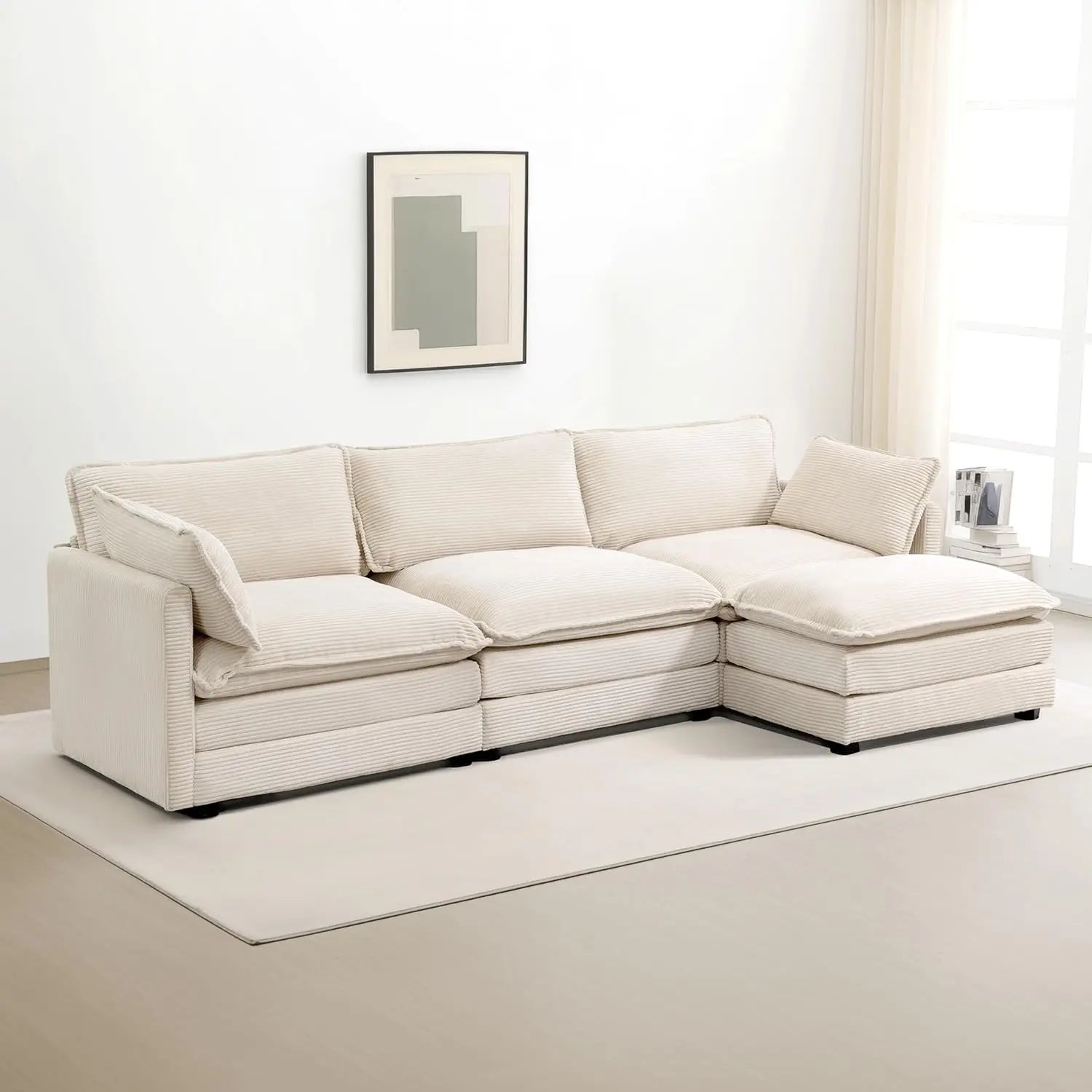 Full Modular Sectional Sofa with Movable Ottoman