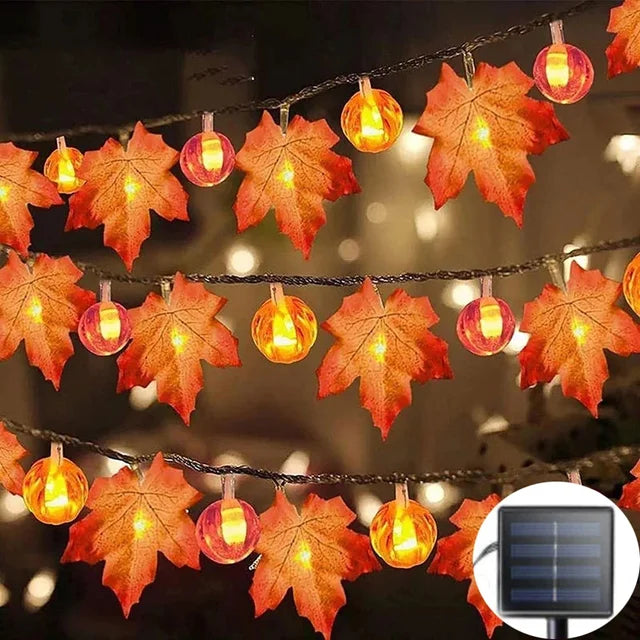 Pumpkin Maple Leaf String Lights