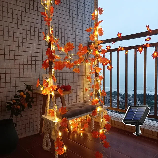 Pumpkin Maple Leaf String Lights