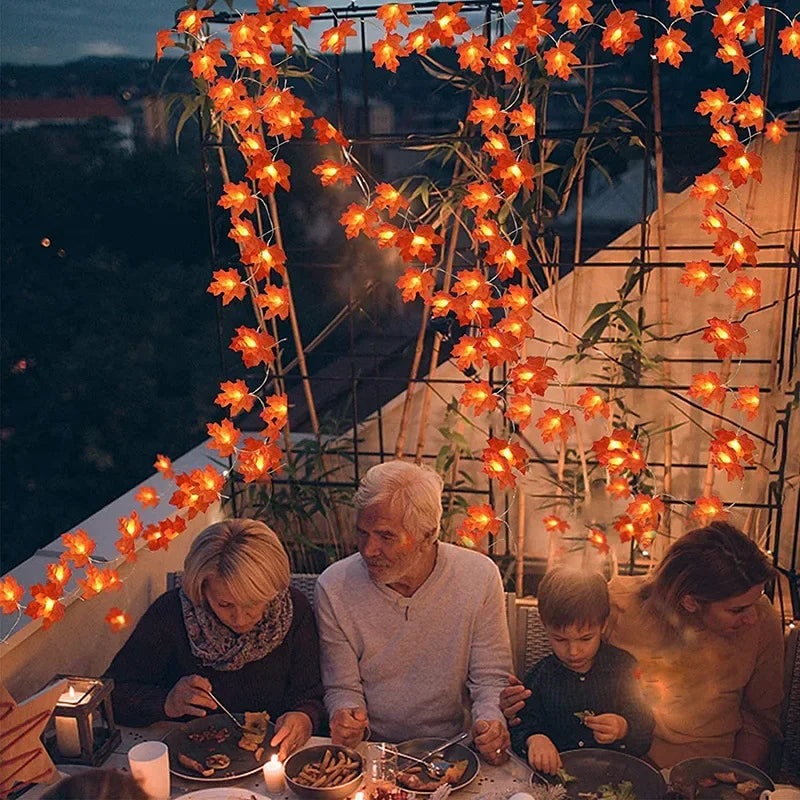 Pumpkin Maple Leaf String Lights