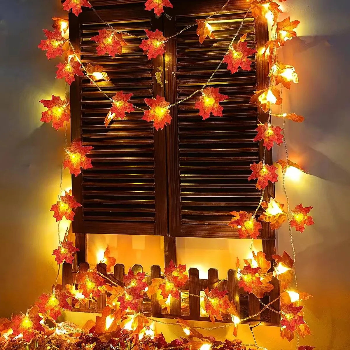 Pumpkin Maple Leaf String Lights