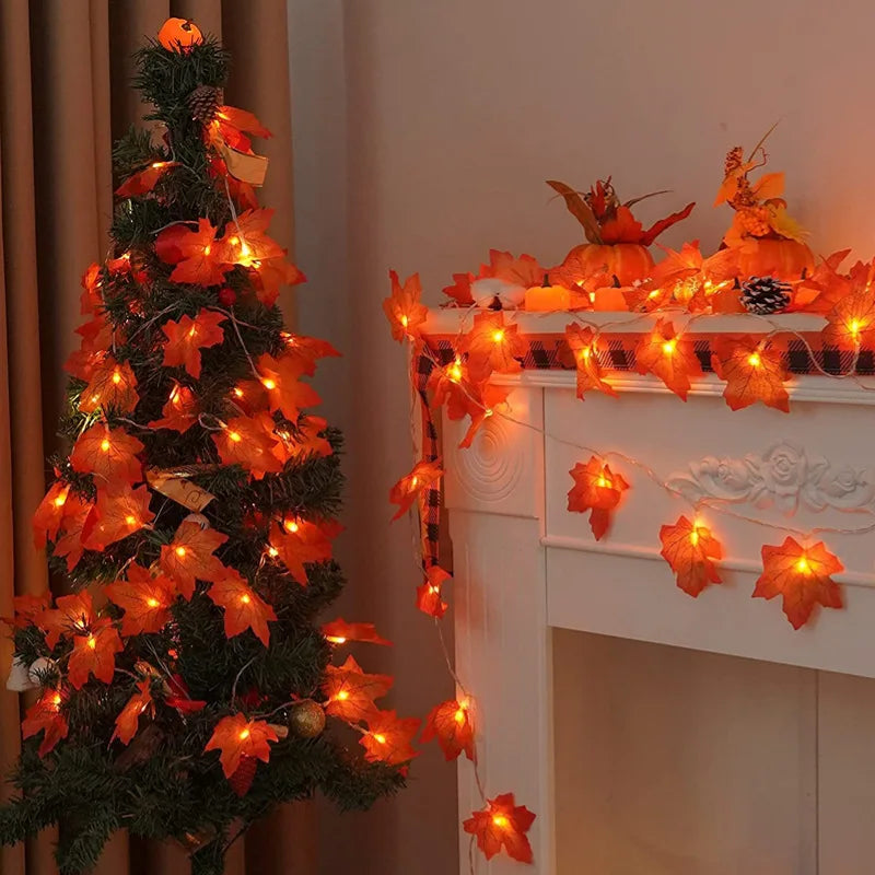 Pumpkin Maple Leaf String Lights