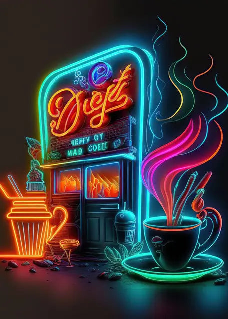 Punk Food Neon Poster Canvas