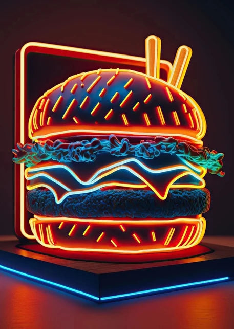 Punk Food Neon Poster Canvas