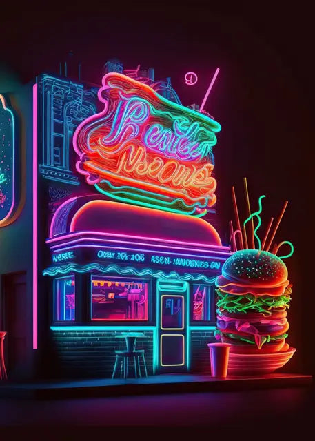 Punk Food Neon Poster Canvas