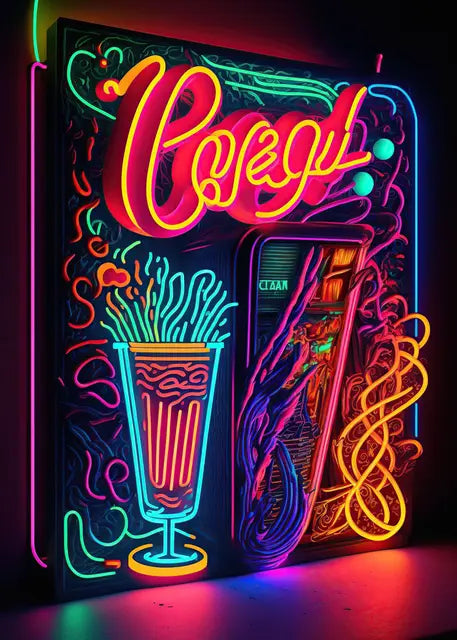 Punk Food Neon Poster Canvas