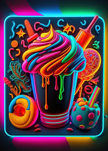 Punk Food Neon Poster Canvas