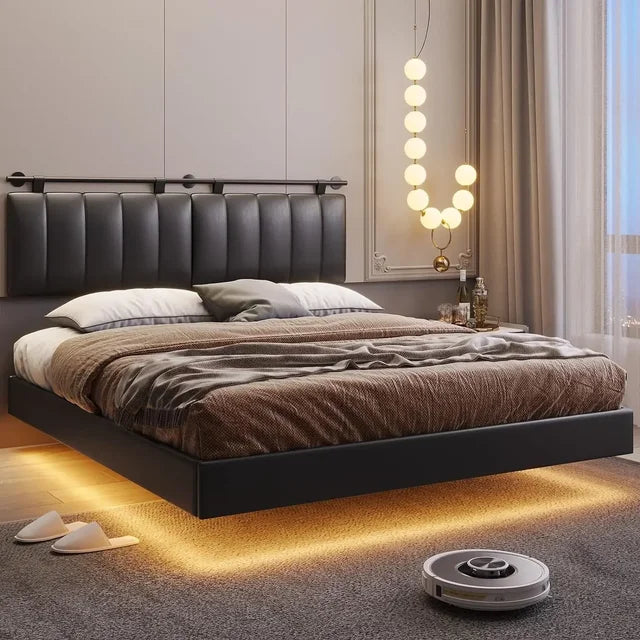 Floating Bed Frame with LED Lights