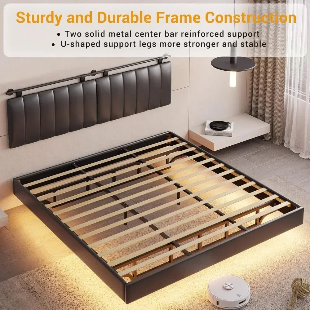 Floating Bed Frame with LED Lights