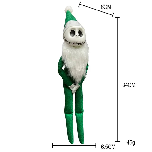 Red & Green Skull Face Christmas Elf Doll