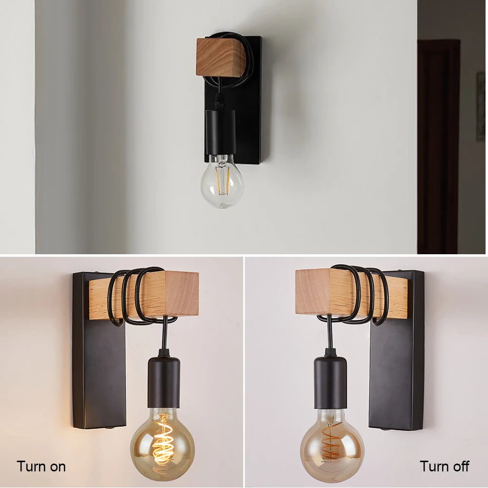 Retro Wood LED Wall Lamp