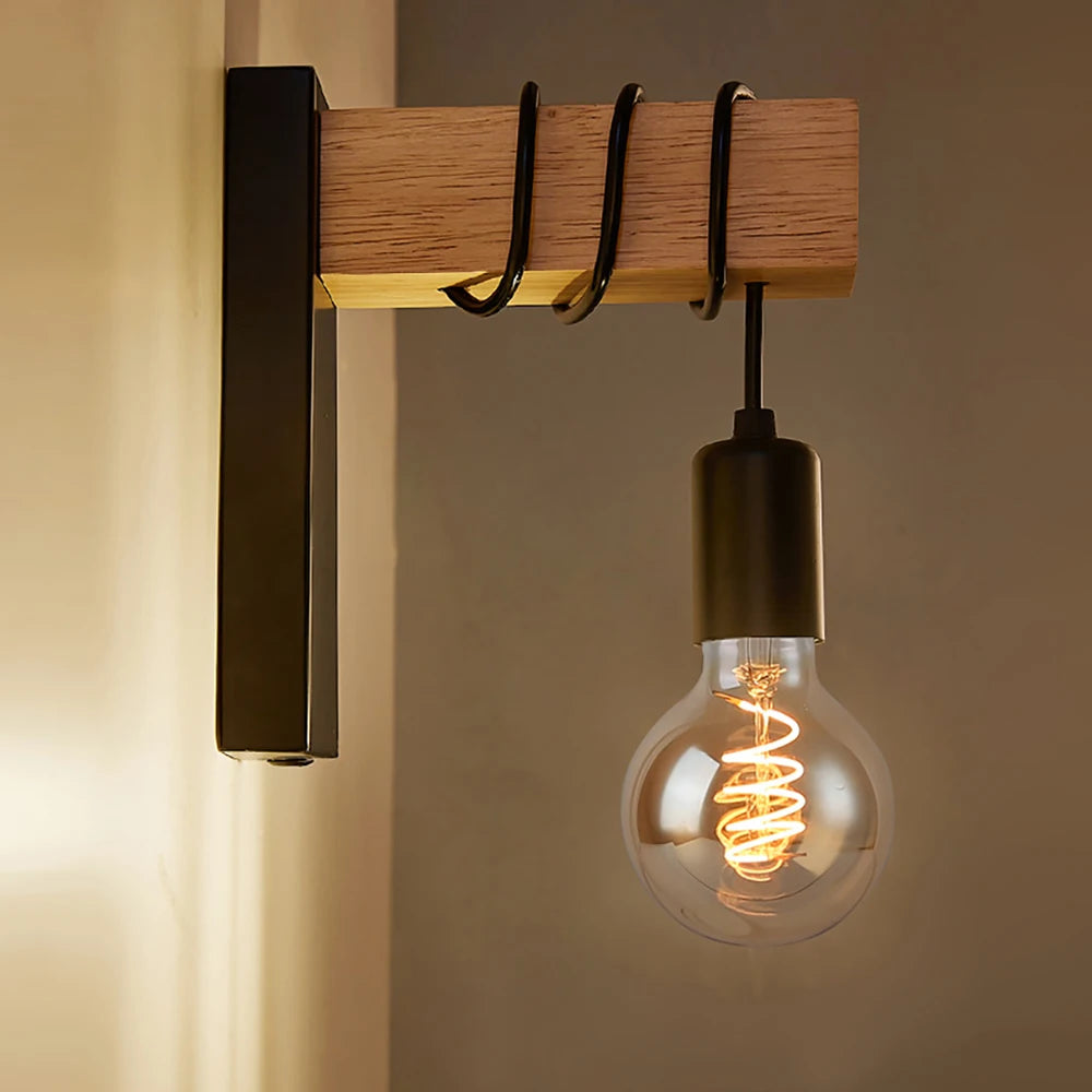 Retro Wood LED Wall Lamp