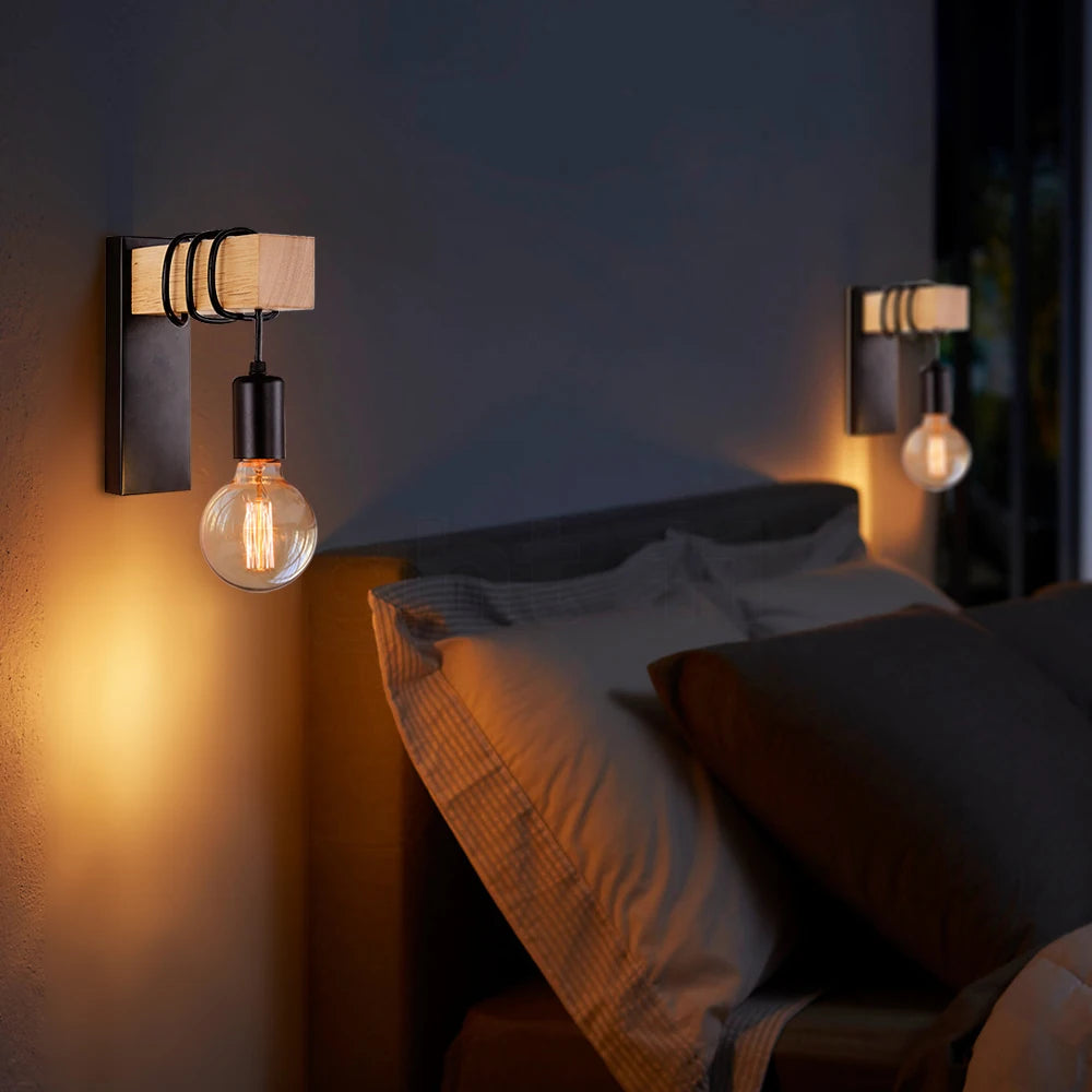 Retro Wood LED Wall Lamp