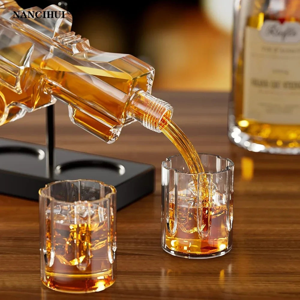 Revolver whiskey glass set