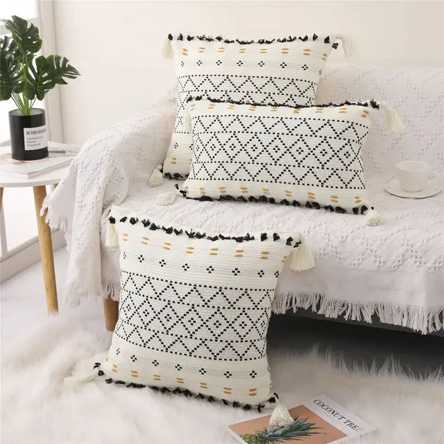 Weaving Throw tassel pillow set