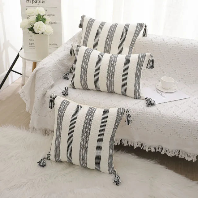 Weaving Throw tassel pillow set