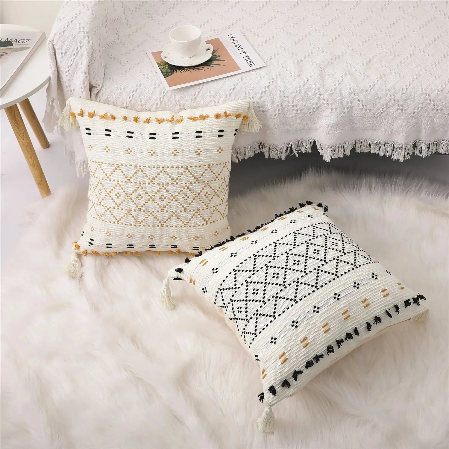 Weaving Throw tassel pillow set