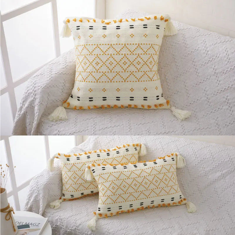 Weaving Throw tassel pillow set