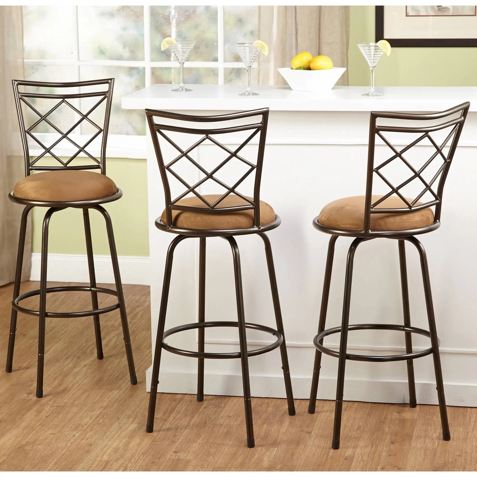 Set of 3 Adjustable Swivel Counter Stools