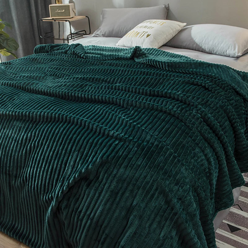 Solid Green Fleece Flannel Throw Blanket