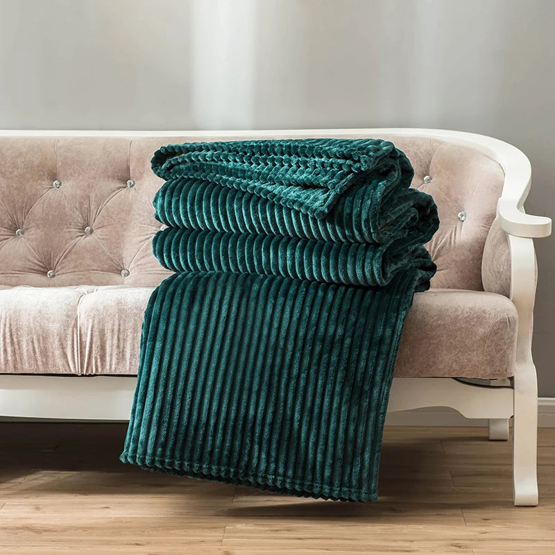 Solid Green Fleece Flannel Throw Blanket