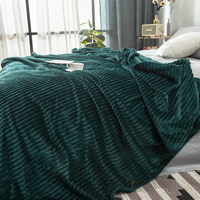 Solid Green Fleece Flannel Throw Blanket