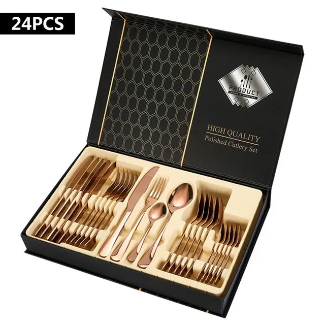 Stainless steel polish tableware set