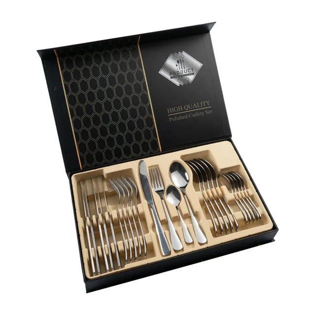 Stainless steel polish tableware set