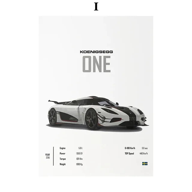 Supercar Wall Art Canvas Posters