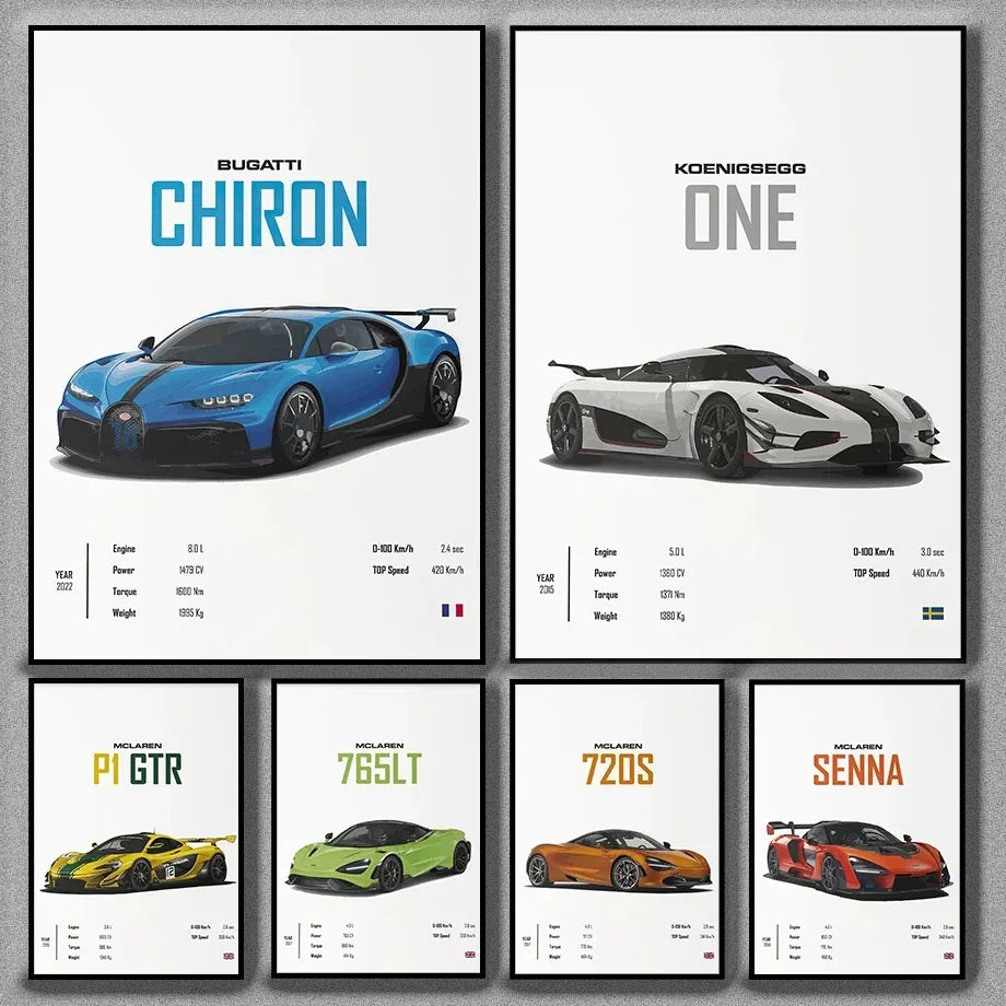 Supercar Wall Art Canvas Posters