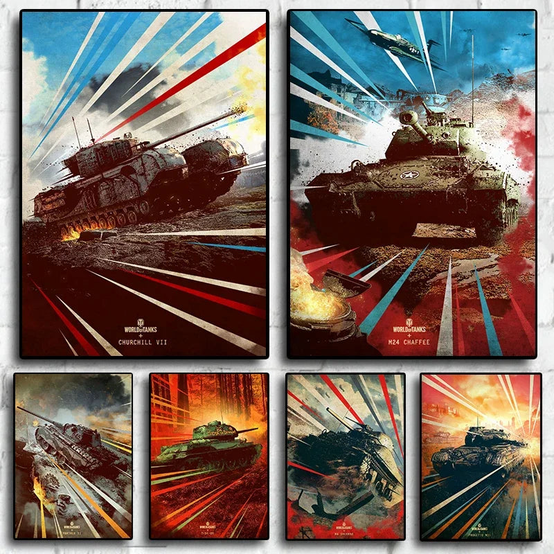 Tanks Attack 80S Retro Style Posters