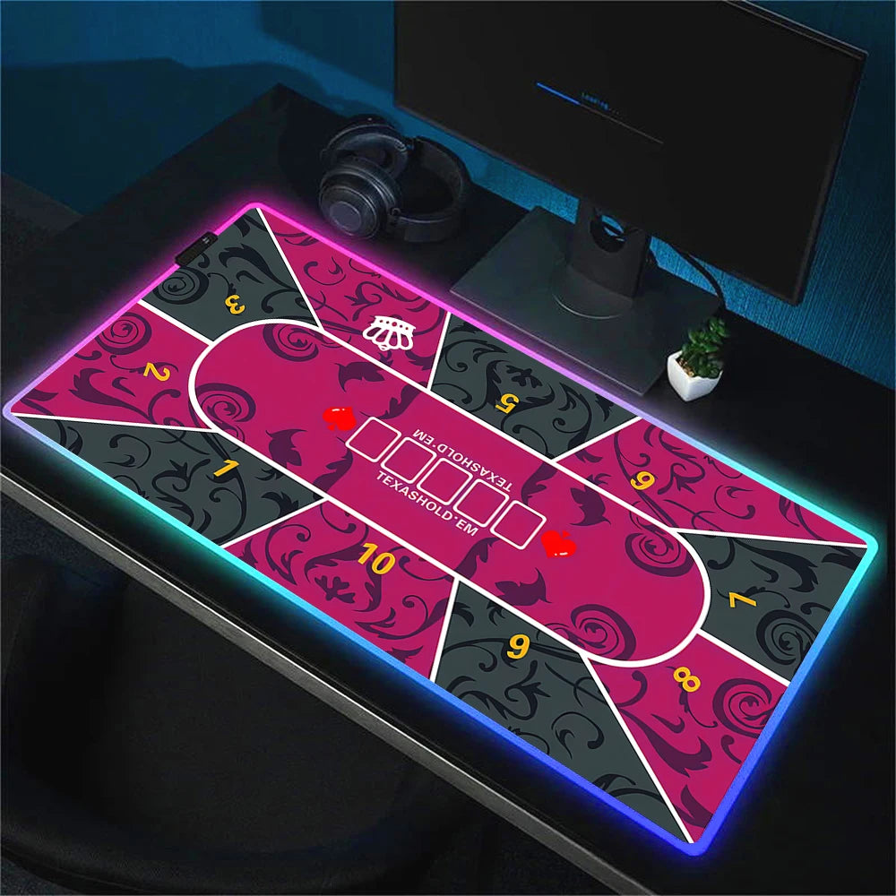 Texas Poker Mat With neon light