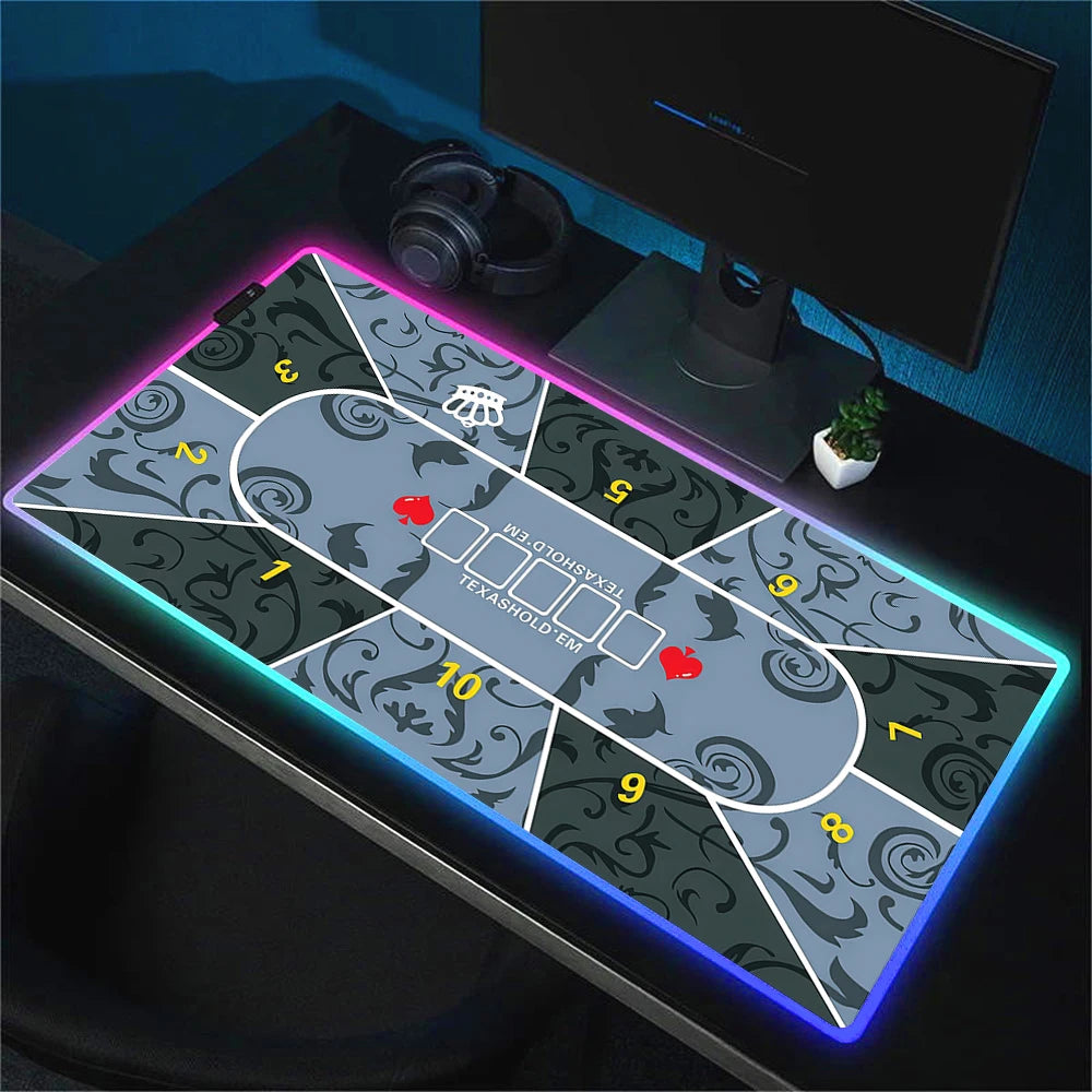 Texas Poker Mat With neon light