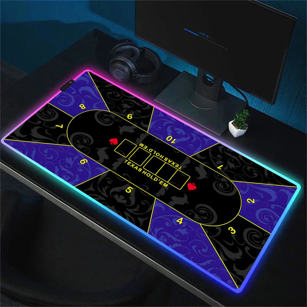 Texas Poker Mat With neon light