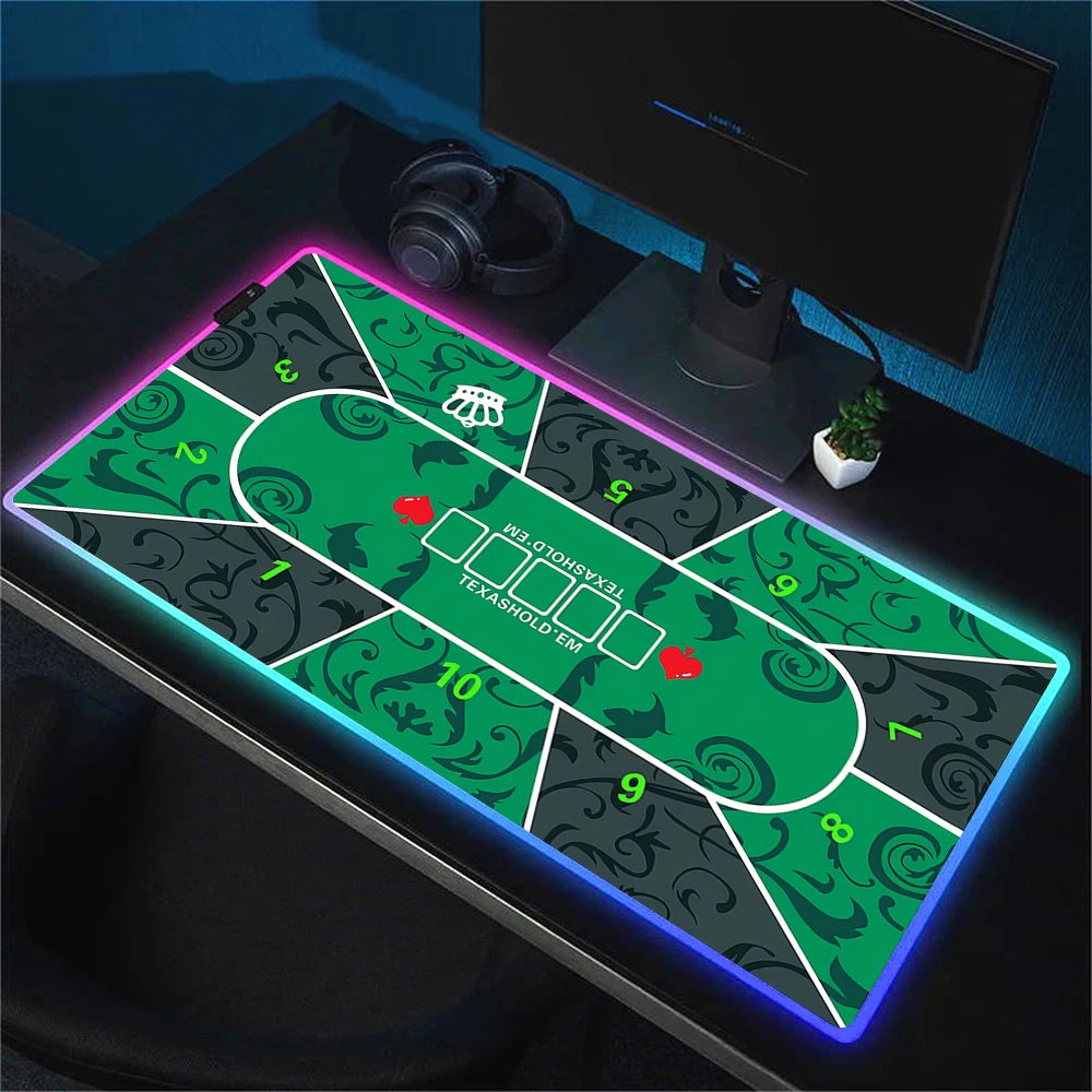 Texas Poker Mat With neon light