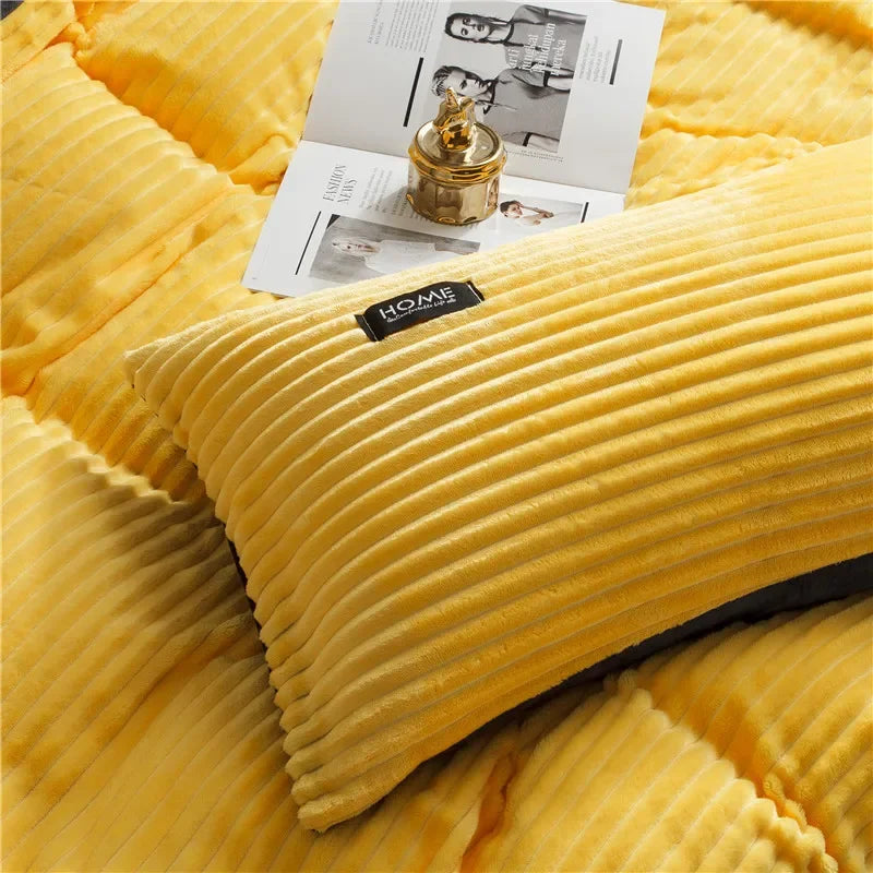 Thick Solid Color Velvet Bedding Set