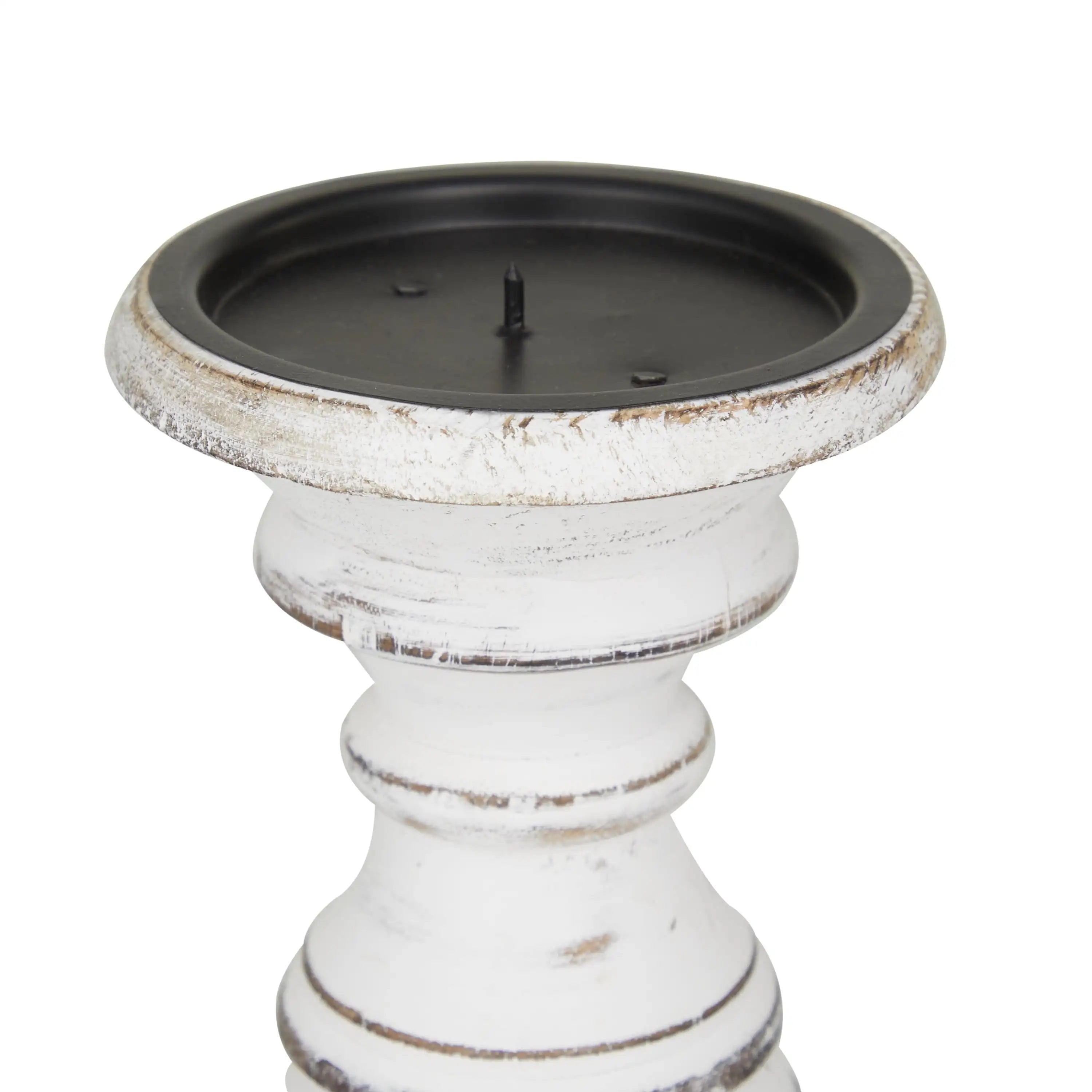 Set of 3, Traditional Wood Pillar Candle Holders