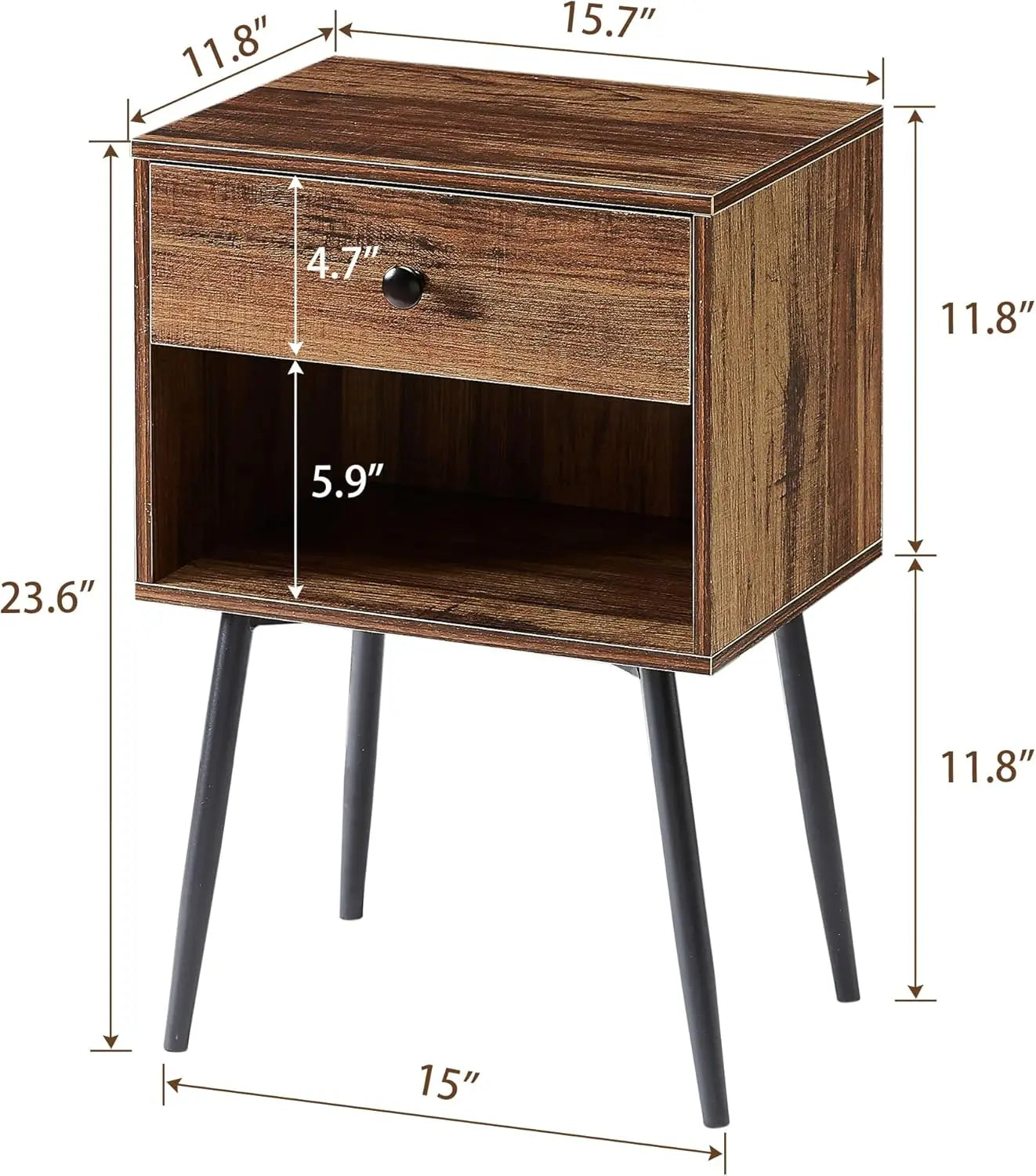 Industrial 2-Tier Night Stand/Side Table, Set of 2