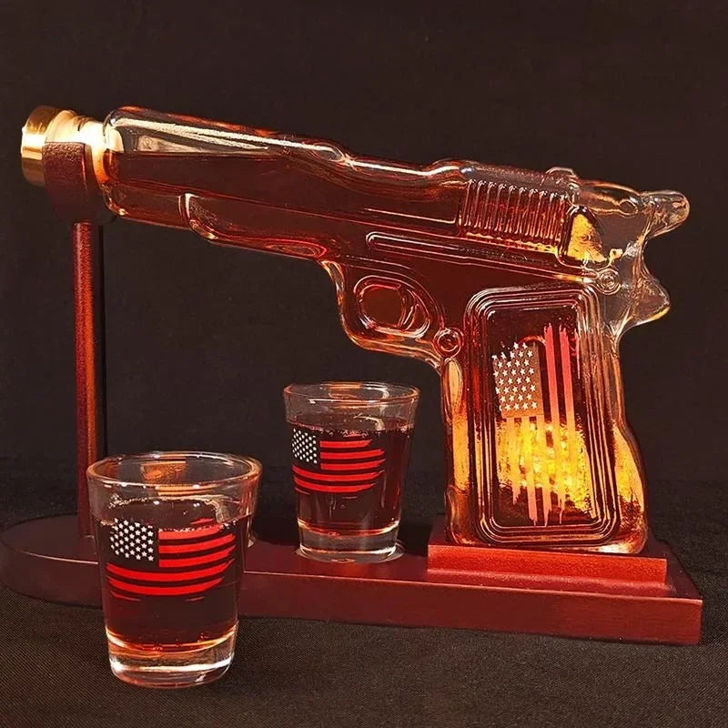 9oz Vintage Military-Inspired Gun Whiskey Set