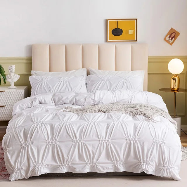 White pinch pleat duvet cover