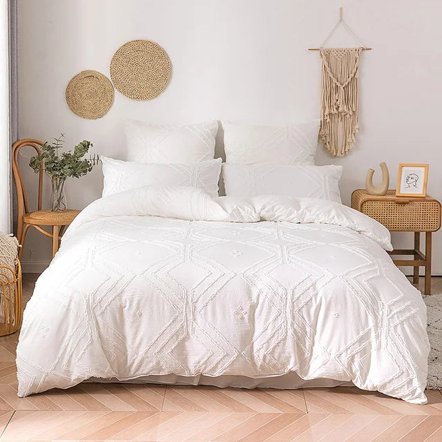 White pinch pleat duvet cover